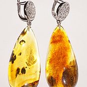 Украшения handmade. Livemaster - original item Long large amber drop earrings with inclusions.. Handmade.