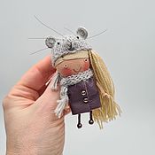 Украшения handmade. Livemaster - original item Brooch doll in a mouse hat OLAKRA. Handmade.