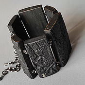 Украшения handmade. Livemaster - original item Black bracelet made of wooden plates. Handmade.