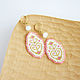 Delicate pink beaded earrings with a pattern. Earrings. Handmade by Svetlana Sin. My Livemaster. Фото №4