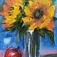 Order Oil painting Sunflowers in a vase! yellow flowers. Arthelenkey (earthelenkey). Livemaster. . Pictures Фото №3