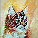 Painting cat striped mainkun funny kitten oil, Pictures, Ekaterinburg,  Фото №1
