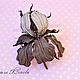 Grey Iris Leather Brooch Flower Gift for Woman. Brooches. flowersstyle (flowersstyle). My Livemaster. Фото №4