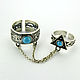 Double Ring with Chains Ethno Turquoise Silver 925 SS0029, Rings, Yerevan,  Фото №1
