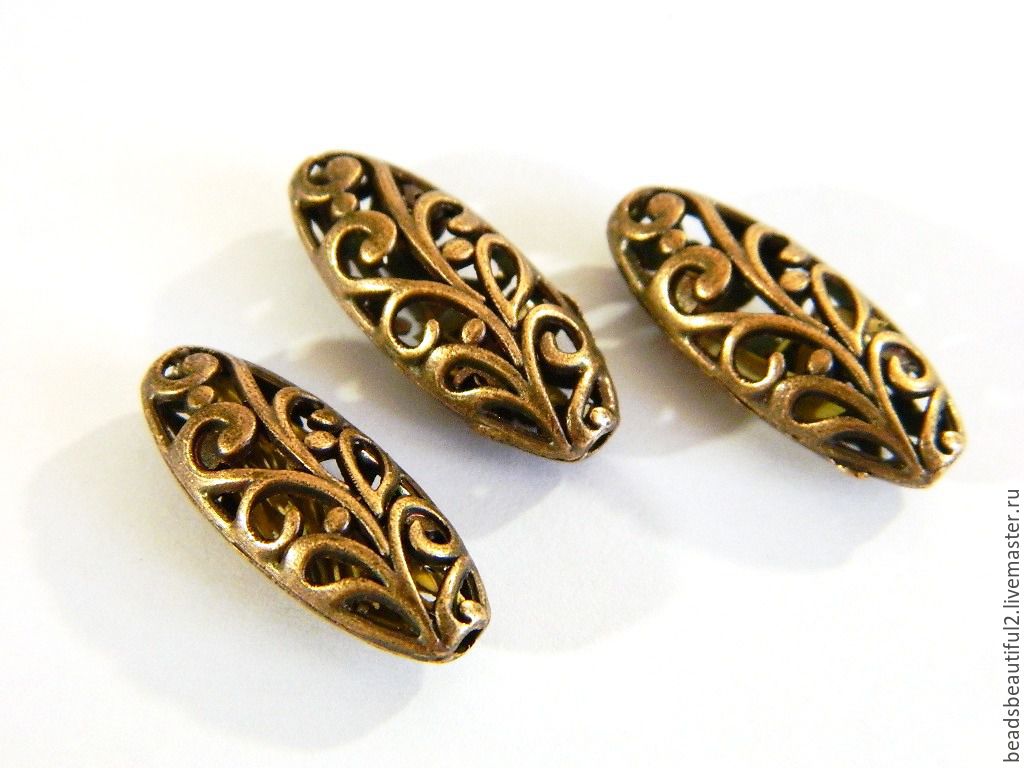 Bead 'Beauty brass,' antique copper hollow-out beads, Beads1, Saratov,  Фото №1