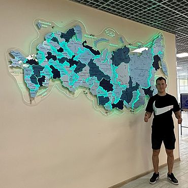 Картины и панно ручной работы. Ярмарка Мастеров - ручная работа Карта России с Неоновой, 3D подсветкой. Handmade.