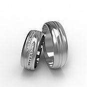 Свадебный салон handmade. Livemaster - original item Pair of wedding rings with stones and stripes, silver (Ob15). Handmade.