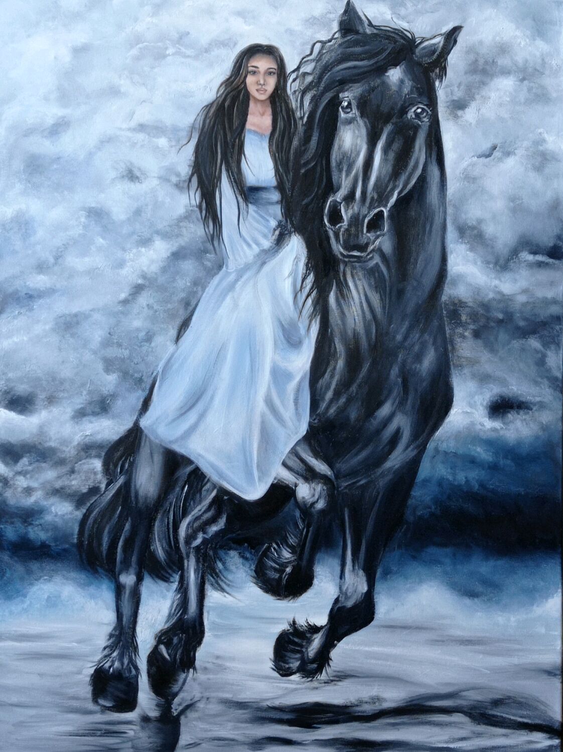 Раскраска девочка верхом на лошади для детей распечатать