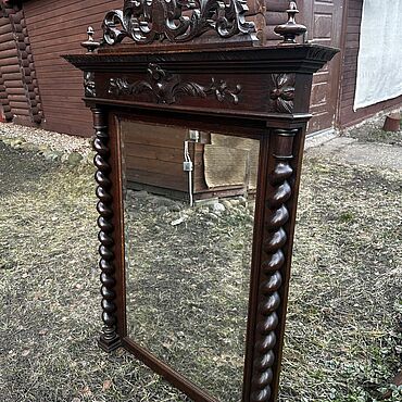 Винтаж: Антикварное зеркало в резной дубовой раме, Европа, конец XIX. . Винтаж ручной работы - Ярмарка Мастеров Винтаж ручной работы. Ярмарка Мастеров - ручная работа Винтаж: Антикварное зеркало в резной дубовой раме, Европа, конец XIX. Handmade.