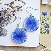 Украшения handmade. Livemaster - original item Earrings with cornflowers. Blue earrings with real flowers. Handmade.