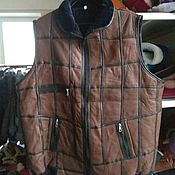 Одежда handmade. Livemaster - original item Men`s leather vest made of sheepskin. Handmade.