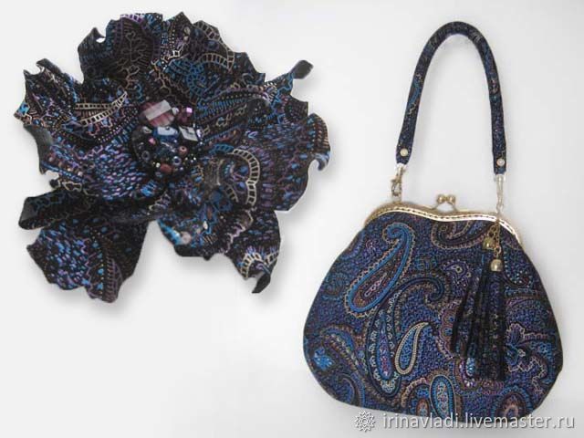 Blue Leather Bag Women's Suede Handbag Clasp BLUE PAISLEY, Clasp Bag, Rostov-on-Don,  Фото №1