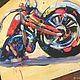 Painting with acrylic paints on canvas 'Motorcycle'. Pictures. Artcreativestudio. Online shopping on My Livemaster.  Фото №2
