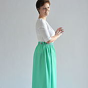 Одежда handmade. Livemaster - original item The skirt of chiffon is mint green with a border. Handmade.