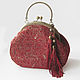 Leather bag RED GOLD PAISLEY.Bag clasp, Clasp Bag, Rostov-on-Don,  Фото №1