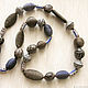 Beads 'Denim' clay, Kukui nuts, glass and wood. Necklace. art-o-bus. Online shopping on My Livemaster.  Фото №2