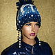 Шапочка "В НЬЮ-ЙОРКЕ СНЕГ И ТУМАН" - blue. Шапки. Анна Лесникова      Les accessoires. Интернет-магазин Ярмарка Мастеров.  Фото №2
