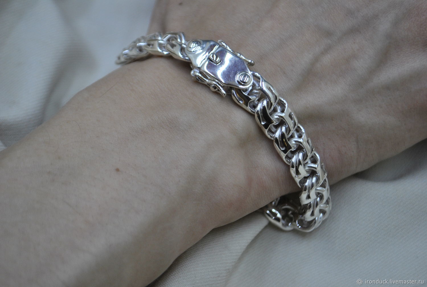 Плетение бисмарк серебро браслет женский