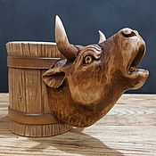 Посуда handmade. Livemaster - original item Wooden carved beer mug 