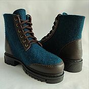 Обувь ручной работы handmade. Livemaster - original item Boots felted Petrol h15. Handmade.
