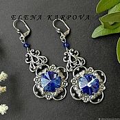 Украшения handmade. Livemaster - original item Silver plated earrings Blue sky with Swarovski crystals. Handmade.