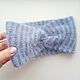 Knitted headband in blue and gray stripes made of mink down. Bandage. elenabez. Online shopping on My Livemaster.  Фото №2
