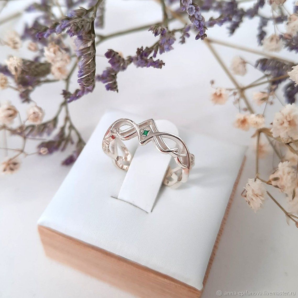Women's Ring with Silver and Emerald (Ob33), Engagement rings, Chelyabinsk,  Фото №1