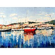 Картины и панно handmade. Livemaster - original item Painting yachts, boats, sailboats, marine berth, interior painting. Handmade.