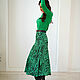 Zebra green skirt made of armani silk, satin midi skirt. Skirts. mozaika-rus. My Livemaster. Фото №5