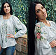 Unique embroidered blouse 'Heaven turquoise' handmade embroidery Palu. Blouses. KVITKA. Online shopping on My Livemaster.  Фото №2