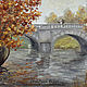 Картина маслом "Осень. Двое на мосту" (осень), Картины, Москва,  Фото №1