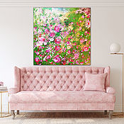Картины и панно handmade. Livemaster - original item Rose Bush - Pink Burgundy Green Abstract Painting. Handmade.