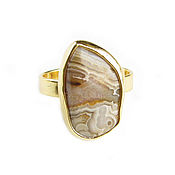 Сувениры и подарки handmade. Livemaster - original item Beige Agate Ring, Large Ring, Agate ring. Handmade.