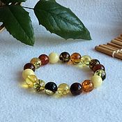 Украшения handmade. Livemaster - original item Bracelet from Baltic amber, 10 mm, Autumn colors 2. Handmade.