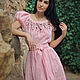 Linen dress with hand embroidery ' Pink geranium'. Dresses. KVITKA. Online shopping on My Livemaster.  Фото №2