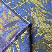 Материалы для творчества handmade. Livemaster - original item Fabric: Jacquard cotton Blue leaves. Handmade.