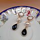 Set of earrings and pendant with pearls and black agate. Jewelry Sets. Handmade Jewelry. Online shopping on My Livemaster.  Фото №2