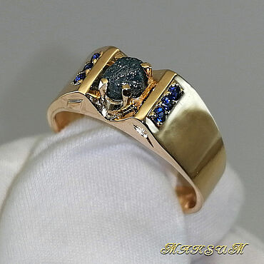 Канцелярские товары ручной работы. Ярмарка Мастеров - ручная работа Кольцо (Перстень) - «Аура» золото 585, алмаз кристалл, сапфиры. ВИДЕО. Handmade.