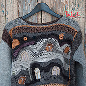 Мужская одежда handmade. Livemaster - original item Hundertwasser Window knitted sweater color 3. Handmade.