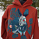 Warm hoodie with the symbol of the new year 2023 rabbit hare sweatshirt oversize. Sweatshirts. Karina-bro. My Livemaster. Фото №4