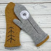 Mittens knitted, felted twig willow