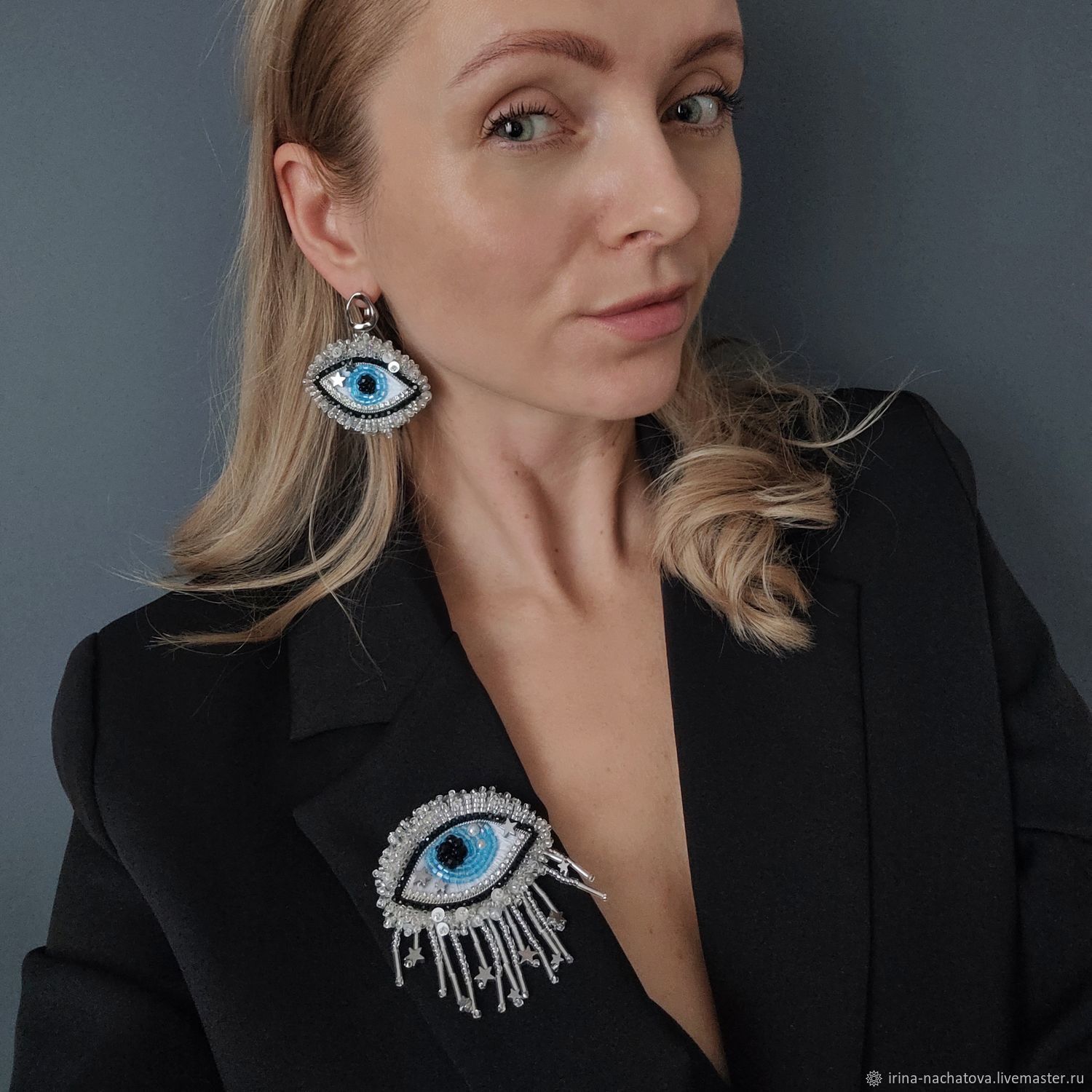 Брошь глаз из бисера, голубой глаз украшение для женщины в интернет ...