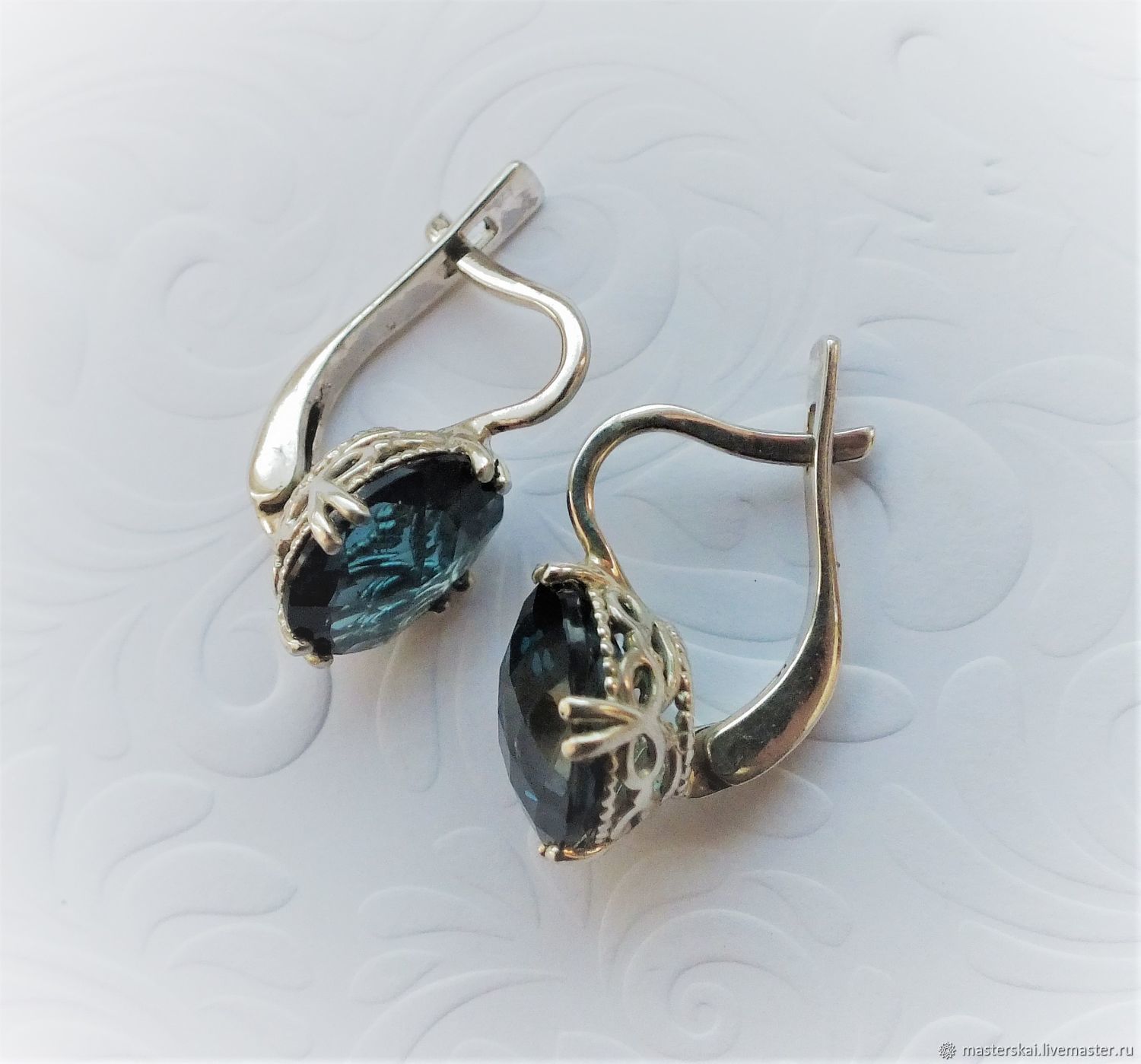 Earrings "Thetis" the London Topaz, 925 sterling silver купить на