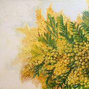 Картины и панно handmade. Livemaster - original item Pictures: Mimosa oil painting on white background. Handmade.