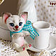 Котик Снежок мини тедди. Серия Кармашкины. 10см. Мягкие игрушки. Toyssoul (CorelZO). Ярмарка Мастеров.  Фото №6
