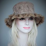 Аксессуары handmade. Livemaster - original item Beige wild woman felted warm hat made of merino and alpaca wool. Handmade.