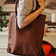 Order leather ladies handbag shopper brown bag. migotobags. Livemaster. . Sacks Фото №3