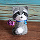 Cute Raccoon toy made of wool, Felted Toy, Moscow,  Фото №1
