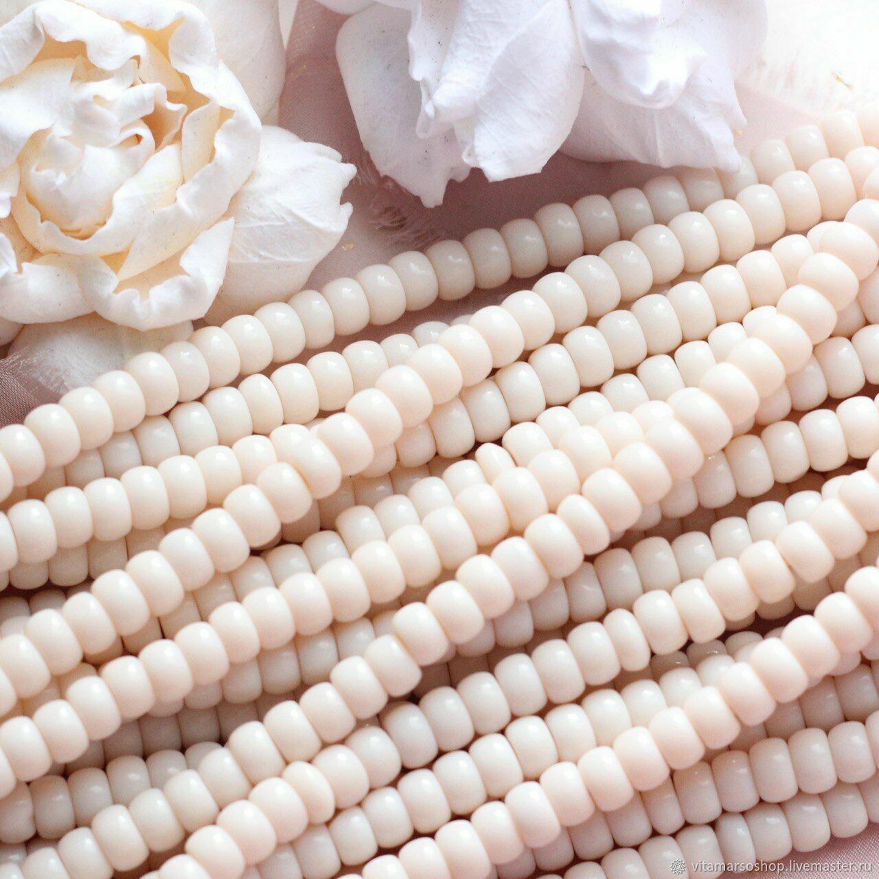 Штамповое чешское стекло кремовое , 6*4 мм, 1/2 нити, К116 купить в ...