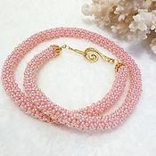 Украшения ручной работы. Ярмарка Мастеров - ручная работа Necklace harness of beads Pink gold. Handmade.